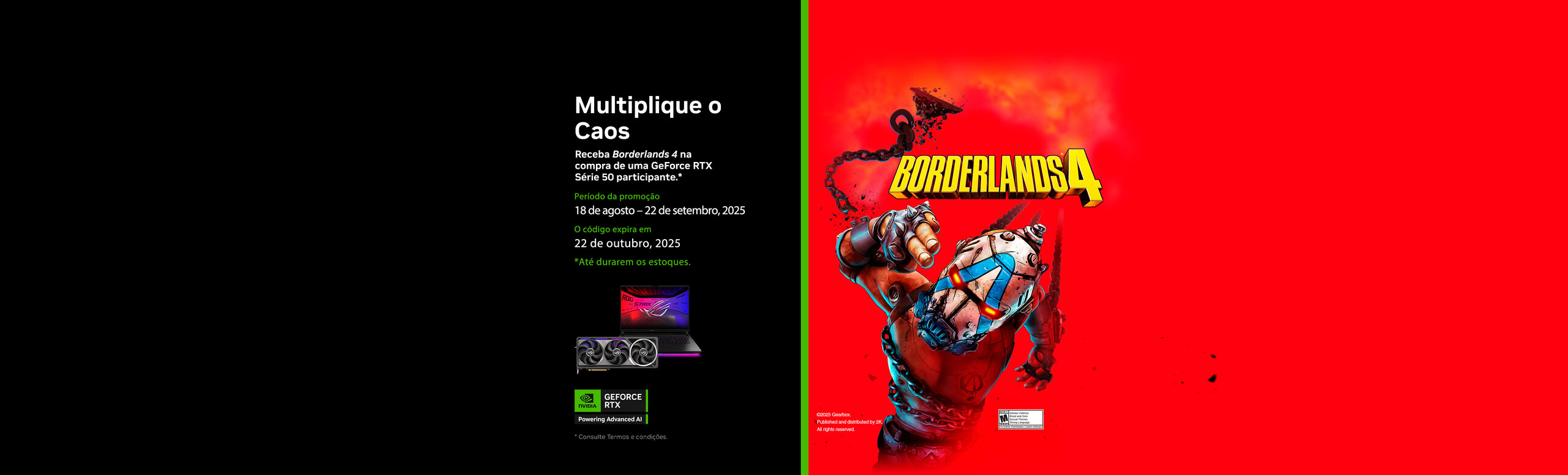 Receba Borderlands 4 na compra de uma GeForce RTX Série 50 participante.