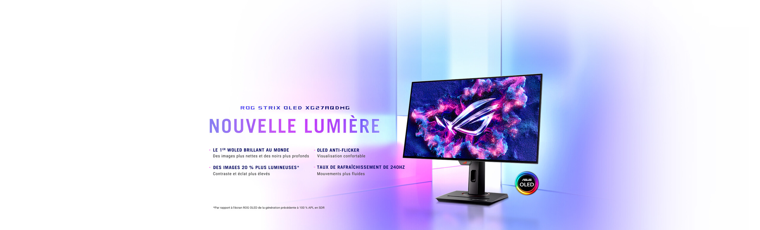Banner Nouvelle Lumière Rog Strix OLED XG27AQDMG