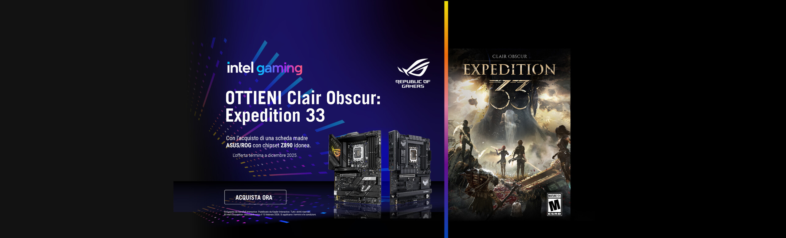 L'immagine mostra due schede madri Z890 eligibili per riscattare il gioco Expedition33