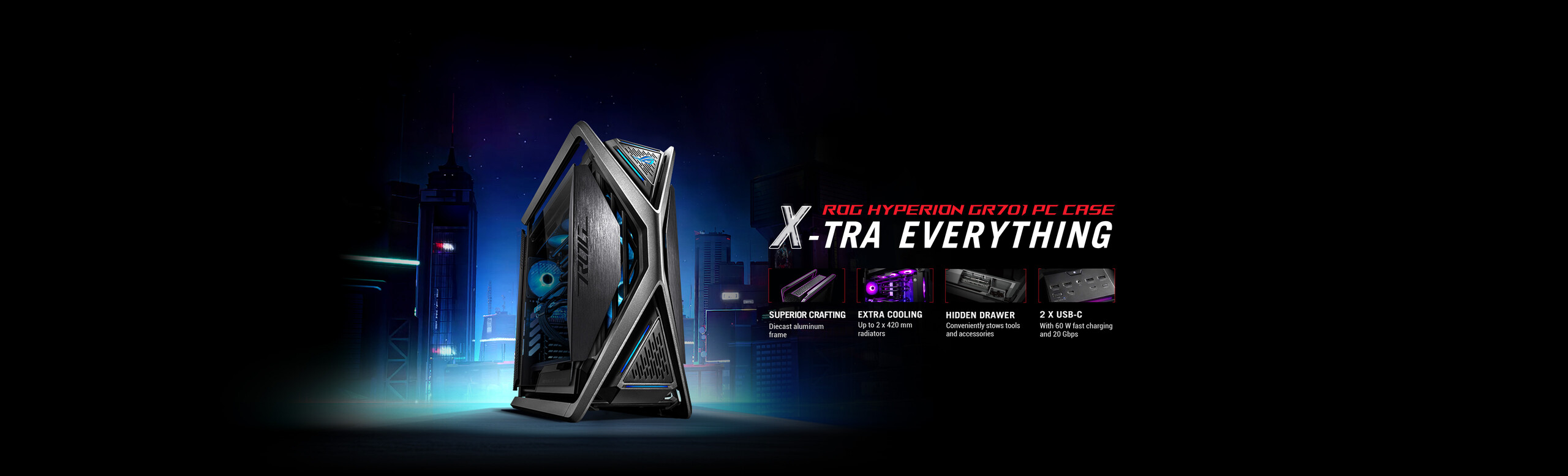 L'immagine mostra il case per PC ROG Hyperion GR701
