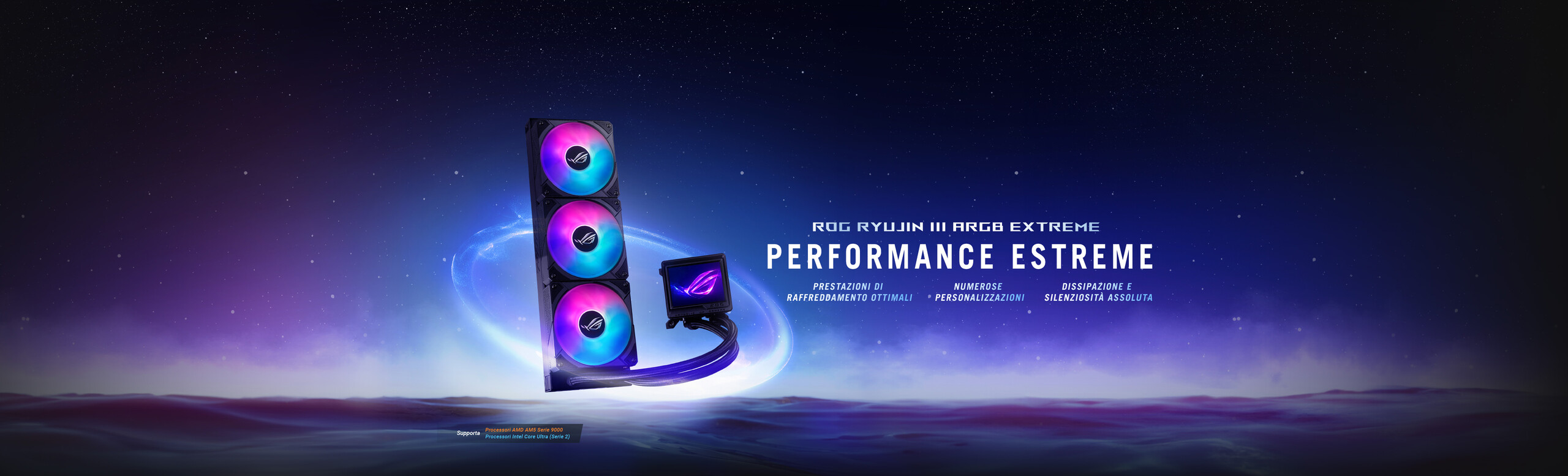 L'immagine mostra il dissipatore per CPU ROG Ryujin III 360 ARGB Extreme