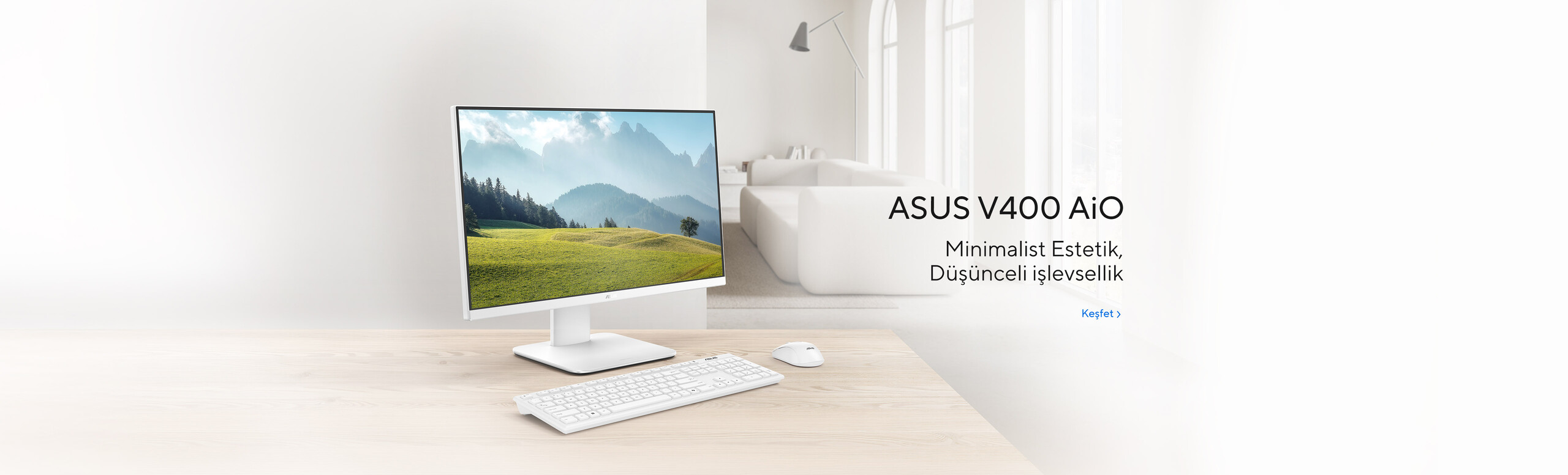 ASUS V400 AiO Minimalist Estetik. Düşünceli işlevsellik.