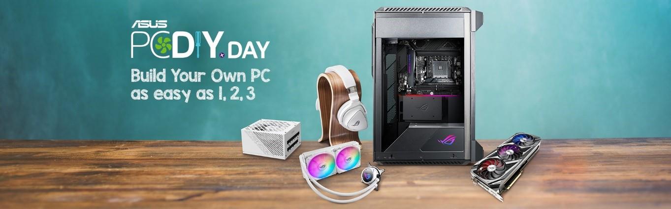 Various ASUS and ROG products showcased for PCDIY Day. Build Your Own PC as easy as 1, 2, 3.