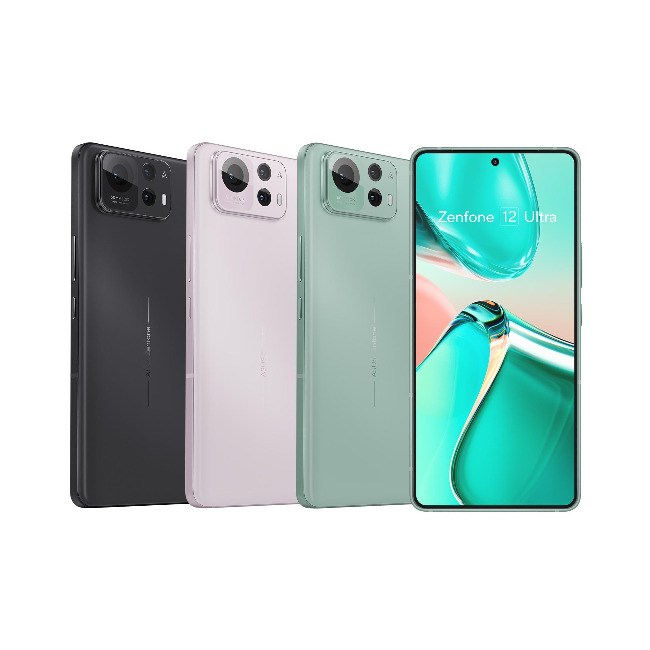 Zenfone 12 Ultraエボニーブラック、サクラホワイト、セージグリーン