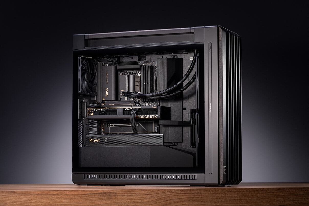 45° angle photo of The Master Creator’s Dream PC build.