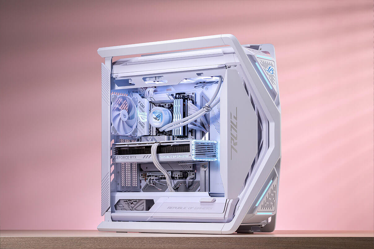 45° angle photo of the TUF as Nails Your White PC build.