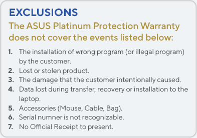ASUS Perfect Warranty Exclusions